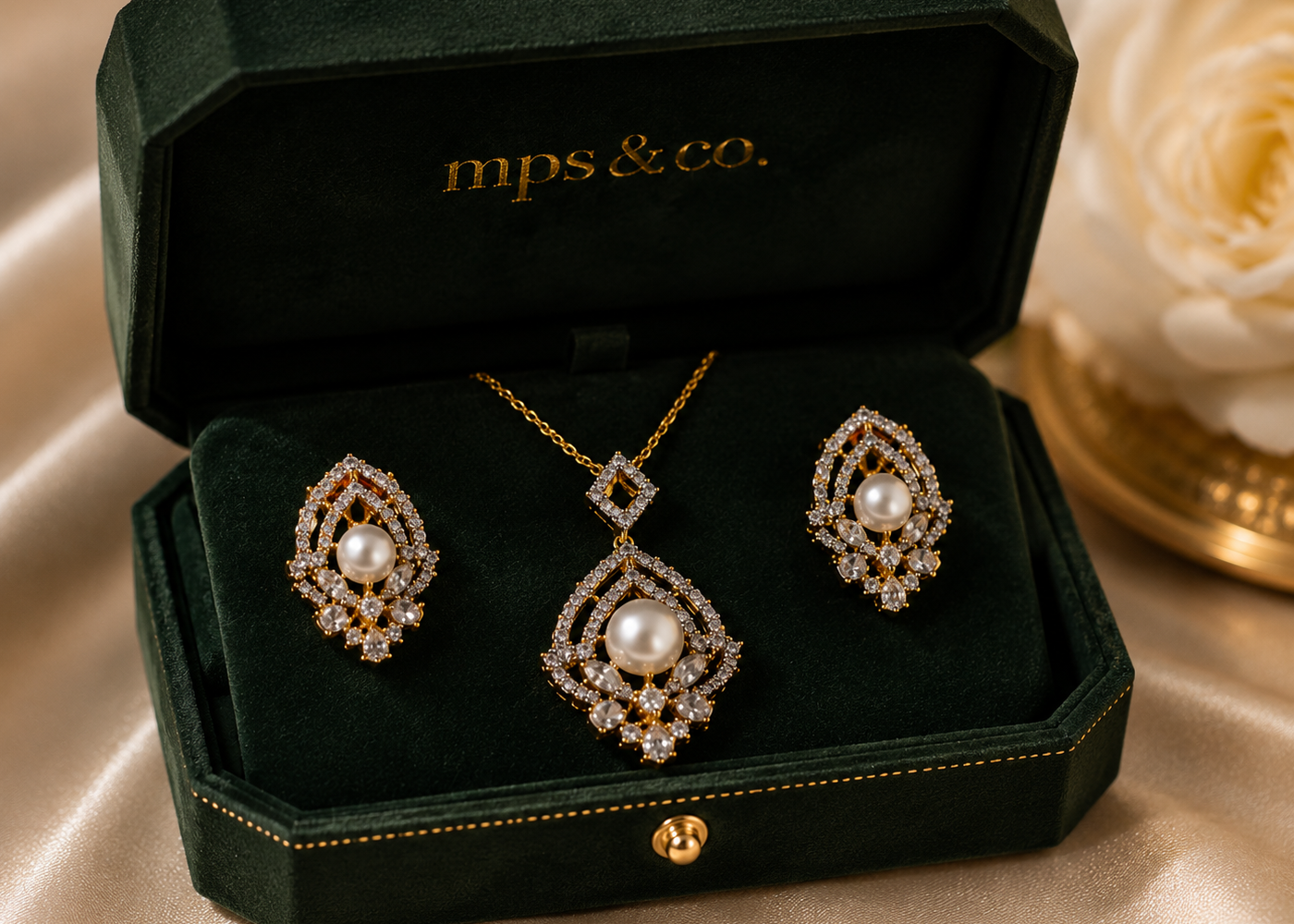 Signature Marquise Lattice Pendant Set