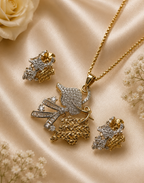 Two-Tone Floral Leaf Pendant Set