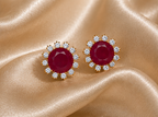 Regal Ruby Halo American Diamond Studs