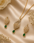 Emerald Drop Lattice Pendant Set