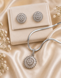 Silver Starburst Sunburst Pendant Set