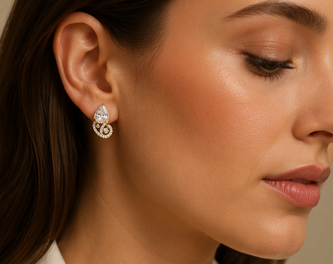 Whimsical S-Curve Pear-Cut AD Studs