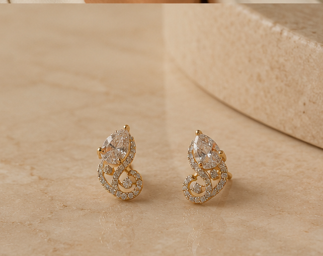 Whimsical S-Curve Pear-Cut AD Studs