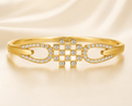 Imperial Lattice Grid & Oval Link Statement Bangle