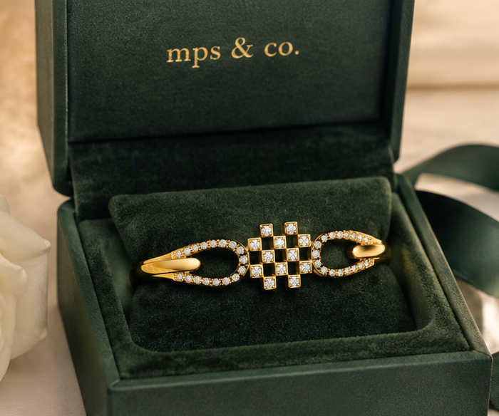Imperial Lattice Grid & Oval Link Statement Bangle