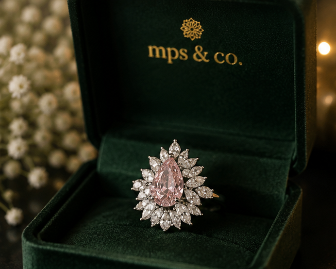 Imperial Teardrop Pink Crystal Sunburst Ring