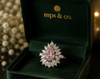 Imperial Teardrop Pink Crystal Sunburst Ring