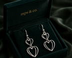 925 Sterling Silver Double Layered Heart Drop Earring