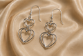 925 Sterling Silver Double Layered Heart Drop Earring