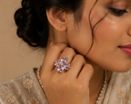 Four-Leaf Clover Blush Pink Crystal Ring