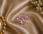 Four-Leaf Clover Blush Pink Crystal Ring