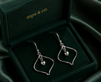 925 Sterling Silver Modernist Teardrop & Bead Dangle Earring