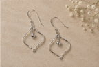 925 Sterling Silver Modernist Teardrop & Bead Dangle Earring