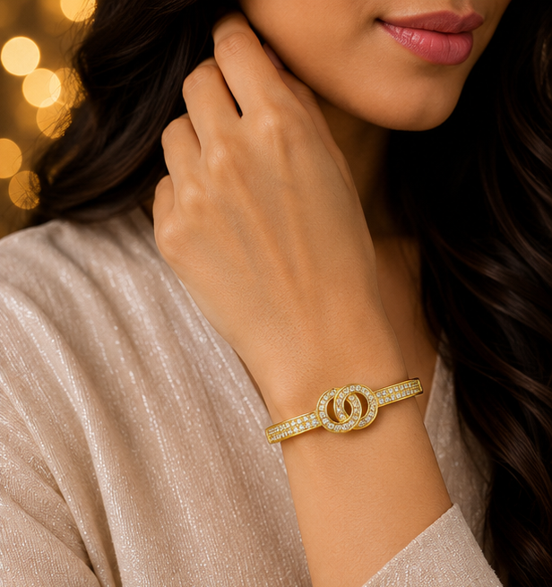 Entwined Dual-Circle Eternity Link Bangle