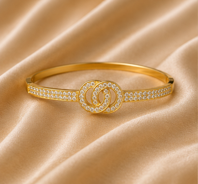 Entwined Dual-Circle Eternity Link Bangle