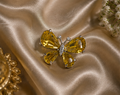 Premium Canary Yellow Crystal Butterfly Cocktail Ring