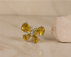 Premium Canary Yellow Crystal Butterfly Cocktail Ring