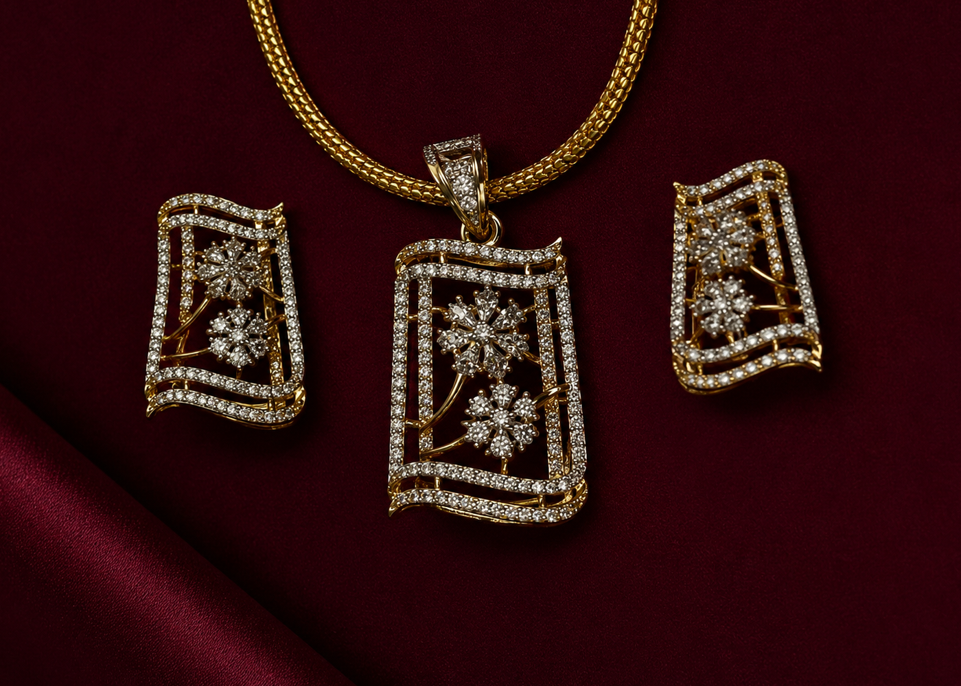 Diamond Bloom Pendant Set