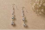 925 Sterling Silver Spiral Wave Triple Bead Drop Earring