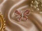 Premium Rose Quartz Pink Crystal Butterfly Ring