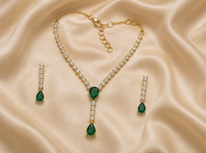 Imperial Emerald Drop Necklace Set