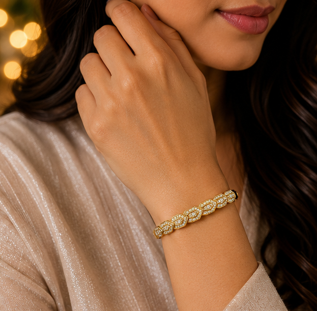 Interlocking Chevron Geometric Bangle