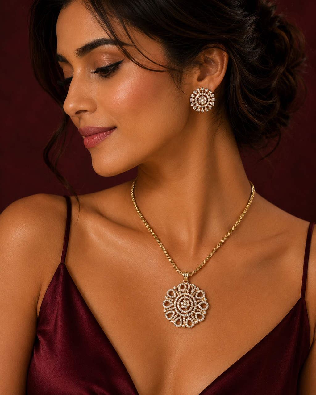 Radiant Bloom Gold-Plated Pendant Set