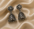 925 Sterling Silver Oxidized Style Floral Jhumka Earring