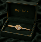 Modern Baguette Medallion Pavé Hinged Bangle