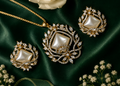 Empress Cushion-Cut Faux Pearl & Crystal Pendant Set
