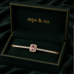 Emerald-Cut Blush Pink Halo Tennis Bracelet