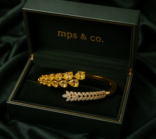 Canary Yellow & Ice Crystal Wheat Bypass Bangle