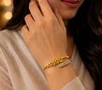 Canary Yellow & Ice Crystal Wheat Bypass Bangle