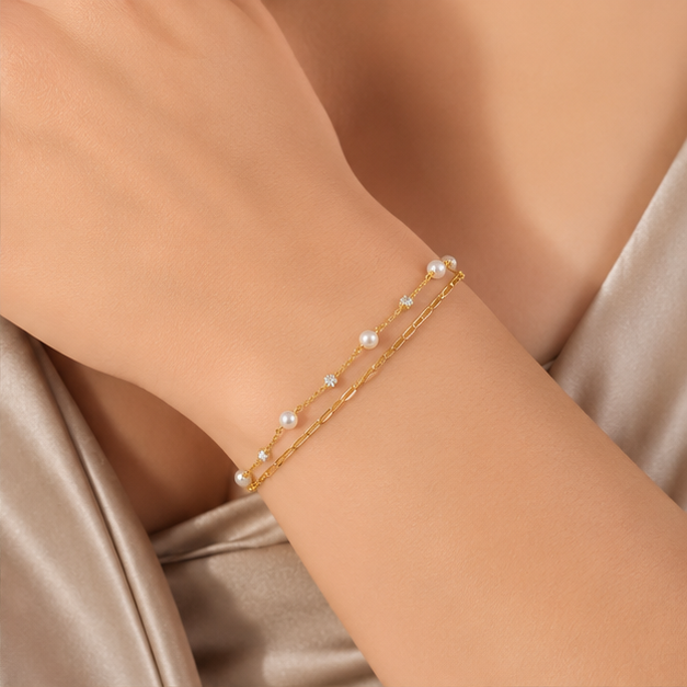 Delicate Double Layer Pearl Bracelet | MPS & Co.