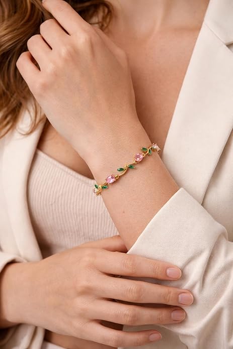 Pink and Green Botanical Vine Bracelet | MPS & Co.