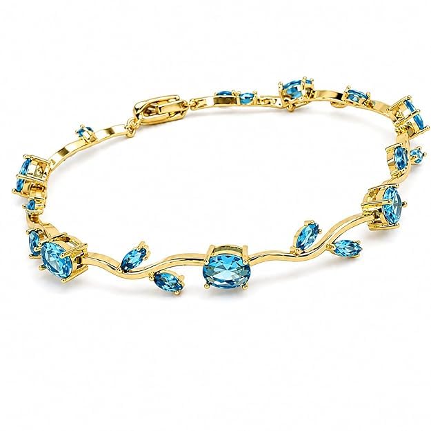 Enchanted Aquamarine Leaf Vine Bracelet | MPS & Co.