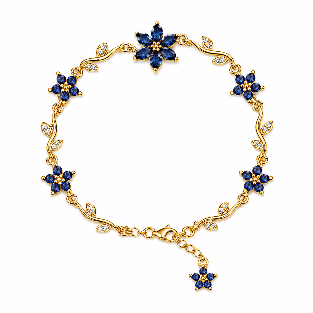 Royal Blue Blossom Floral Vine Bracelet | MPS & Co.