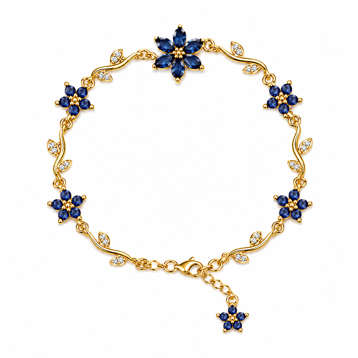 Royal Blue Blossom Floral Vine Bracelet | MPS & Co.