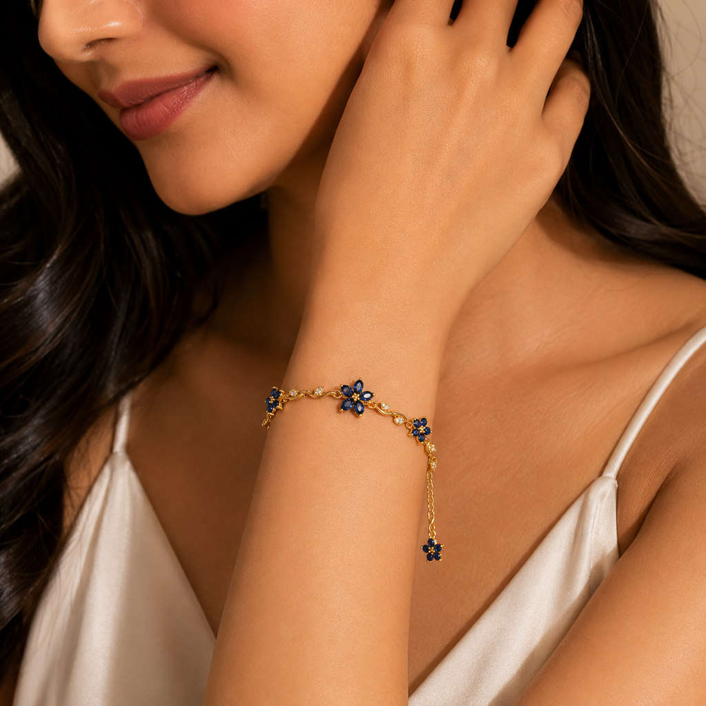 Royal Blue Blossom Floral Vine Bracelet | MPS & Co.