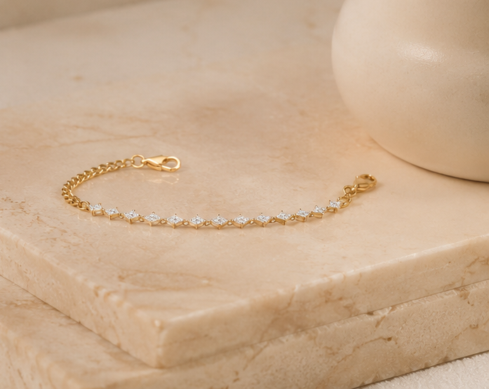 Elegant Princess Cut Diamond Station Bracelet | MPS & Co.