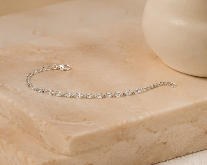 Elegant Oval Cut Solitaire Station Bracelet | MPS & Co.