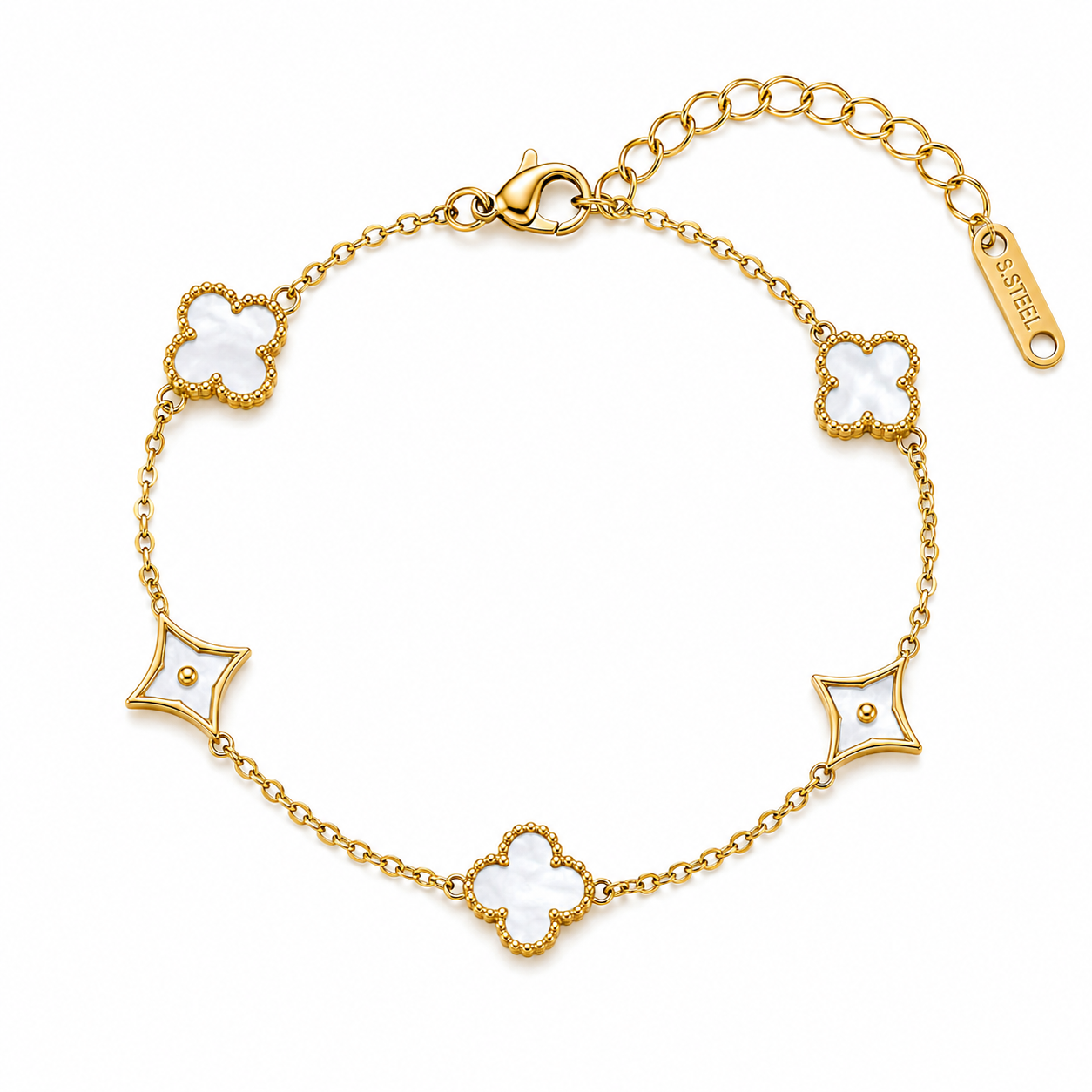6 Color - Contemporary Multi-Motif Clover and Star Bracelet | MPS & Co.