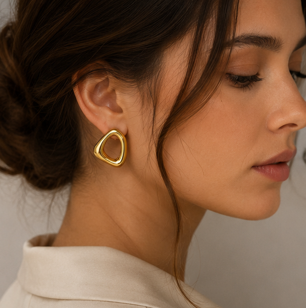 Sculptural Geometric Open Stud Earrings