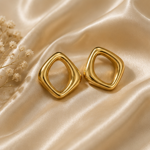 Sculptural Geometric Open Stud Earrings