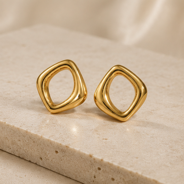 Sculptural Geometric Open Stud Earrings