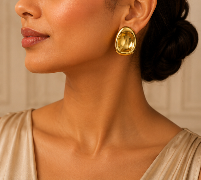 Organic Concave Dome Stud Earrings