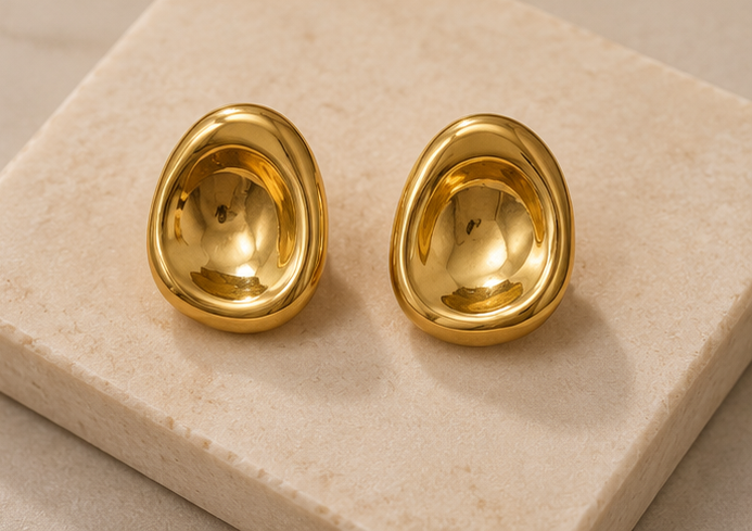 Organic Concave Dome Stud Earrings