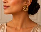 Interlocking Knot Link Statement Stud Earrings