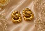 Interlocking Knot Link Statement Stud Earrings