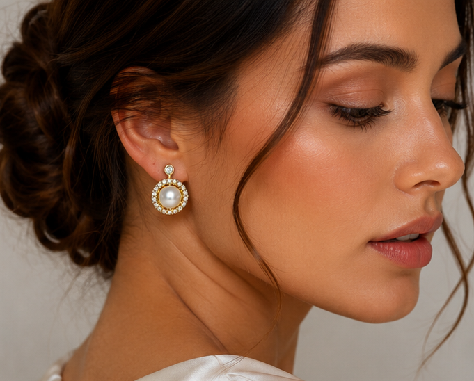 Baroque Pearl Crystal Halo Drop Studs